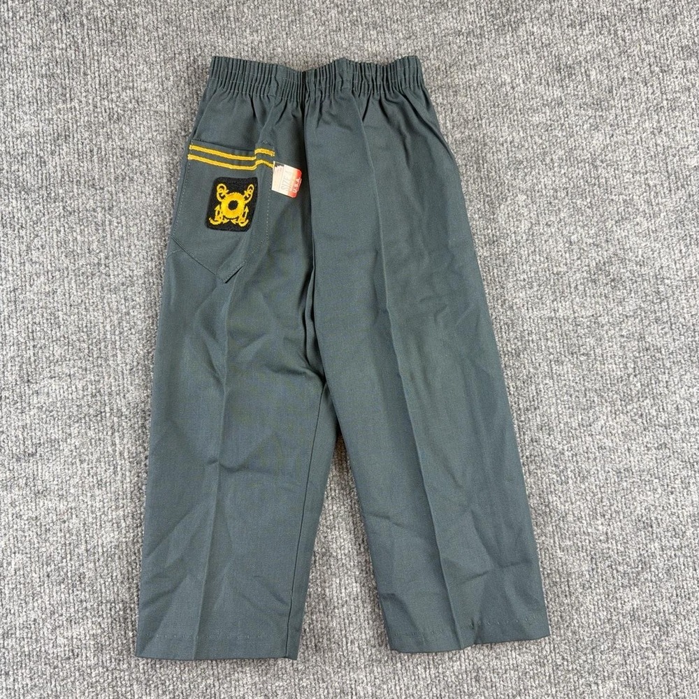 Vintage Dress Pants Youth 4 Gray Elastic Waist Pocket Patch Permanent Press USA